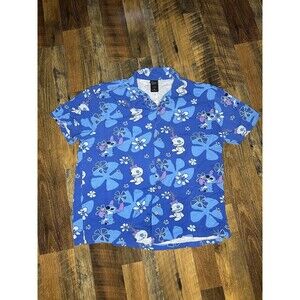 Disney Lilo & Stitch Shirt Hawaiian Print Button Up Mens Size XL